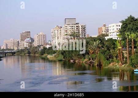 CAIRO, EGYPT - MARCH 01: Nile river in Cairo on MARCH 01, 2010.  Nile river from Rhoda island in Cairo, Egypt. Stock Photo