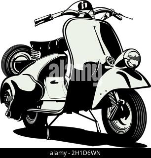 Vector retro scooter. Available EPS-10 format separated by groups and layers for easy edit Stock Vector