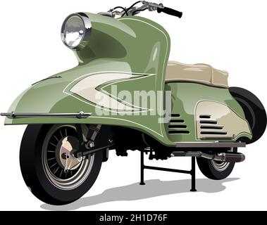 Vector retro scooter. Available EPS-10 format separated by groups and layers vith transparency effects for one-click repaint Stock Vector
