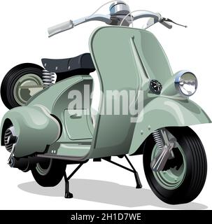 Vector retro scooter. Available EPS-10 format separated by groups and layers vith transparency effects for one-click repaint Stock Vector