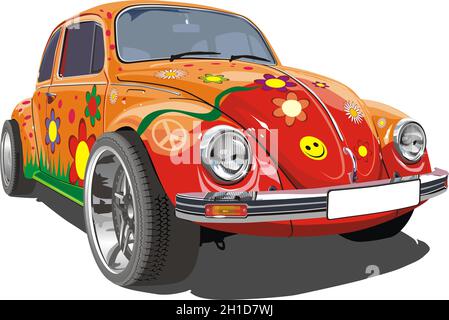 Retro Car. Available EPS-8 vector format separated by groups and layers for easy edit Stock Vector