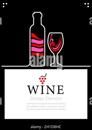 Poster or web Banner for Restaurant, bar alcoholic store. Full Bottle wine. Stock Vector