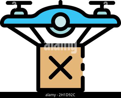 Parcel drone delivery icon. Outline parcel drone delivery vector icon color flat isolated Stock Vector