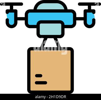 Remote control drone delivery icon. Outline remote control drone delivery vector icon color flat isolated Stock Vector