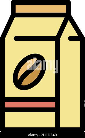 Coffee grain pack icon. Outline coffee grain pack vector icon color flat isolated Stock Vector