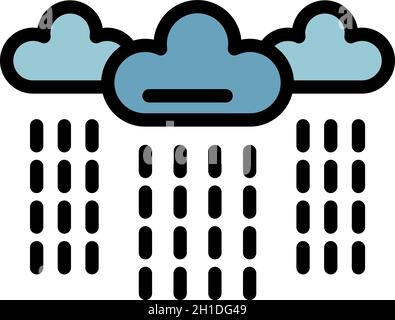 Rainy clouds depression icon. Outline rainy clouds depression vector icon color flat isolated Stock Vector