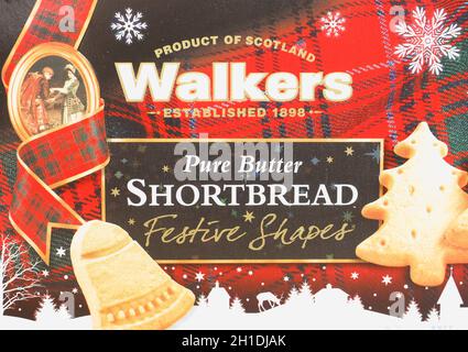 ABERDEEN, UK - CIRCA MARCH 2020: Walkers packet of pure butter shortbread biscuits Stock Photo