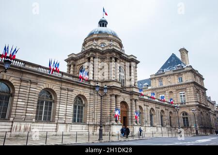 PARIS, FRANCE - MARCH, 2018: The Senate of France located at the  Luxembourg Palace in the 6th arrondissement of Paris Stock Photo