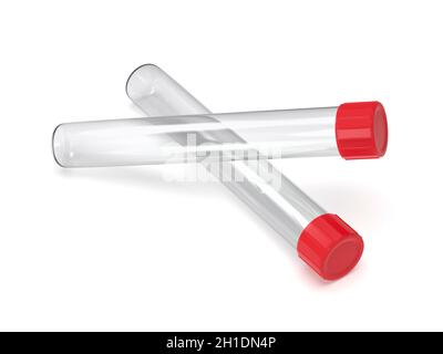 Two empty test tubes on white background Stock Photo