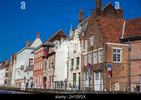 BRUGES, BELGIUM - MARCH, 2018: Canals of the historical and beautiful Bruges town in Belgium Stock Photo