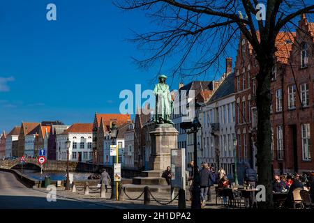 BRUGES, BELGIUM - MARCH, 2018: Canals of the historical and beautiful Bruges town in Belgium Stock Photo