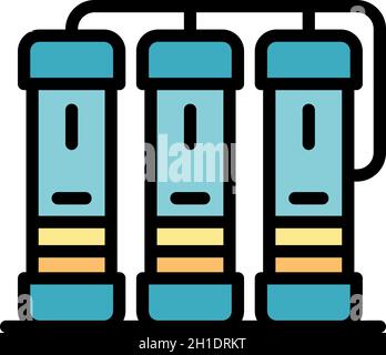Three servers icon. Outline three servers vector icon color flat isolated Stock Vector