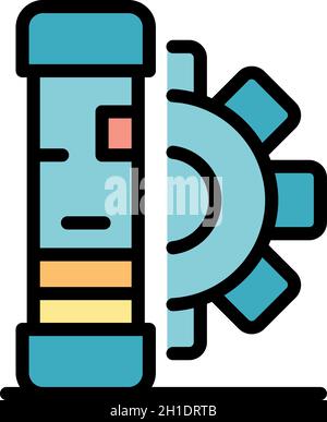 Server and gear icon. Outline server and gear vector icon color flat isolated Stock Vector