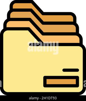 Row of folders icon. Outline row of folders vector icon color flat isolated Stock Vector