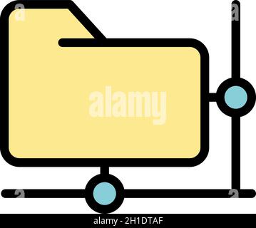 Network folder access icon. Outline network folder access vector icon color flat isolated Stock Vector