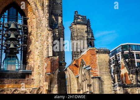 HAMBURG, GERMANY - MARCH, 2018: Remains of the Saint Nicholas church which was almost completely destroyed during the bombing of Hamburg in World War Stock Photo