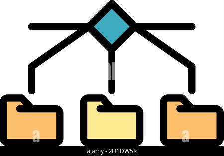 Server folders icon. Outline server folders vector icon color flat isolated Stock Vector