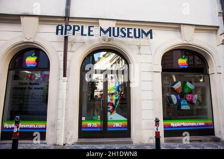 PRAGUE, CZECH REPUBLIC - APRIL, 2018: Facade of the Apple Museum at the Old Twon in Prague Stock Photo