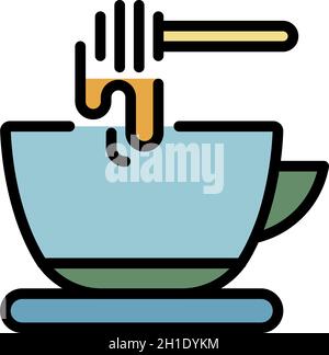 Tea with honey icon. Outline tea with honey vector icon color flat isolated Stock Vector