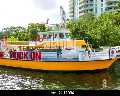 Fort Lauderdale - December 11, 2019: The water taxi along Fort Lauderdale's water ways at Fort Lauderdale on December 11, 2019 Stock Photo