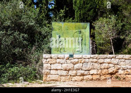 DUBROVNIK, CROATIA - APRIL, 2018: Stations of the Cross located along the Mount Srd walking trail in a beautiful early spring day Stock Photo