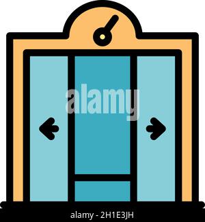 Opening the elevator doors icon. Outline opening the elevator doors vector icon color flat isolated Stock Vector