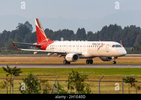 Bogota, Colombia – January 30, 2019: TACA Embraer 190 airplane at Bogota airport (BOG) in Colombia. Stock Photo