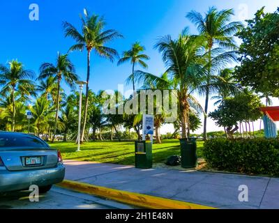 Miami, USA - November 29, 2019: The view of Miami beach from road at sunny day Stock Photo