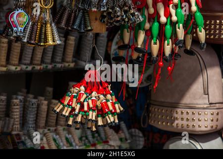 PISA, ITALY - APRIL, 2018: Souvenirs for tourists sold close to the Leaning Tower of Pisa Stock Photo