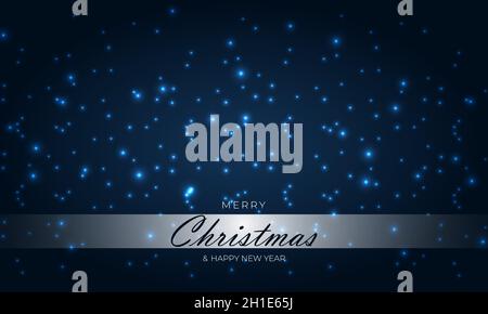 Marry christmas and happy new 2022 year dark blue background with halftone dots. Stock Vector