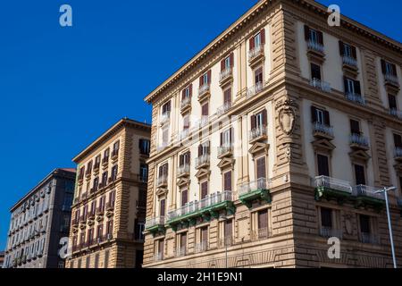 Beautiful facades of the antique buildings in Naples old city Stock Photo