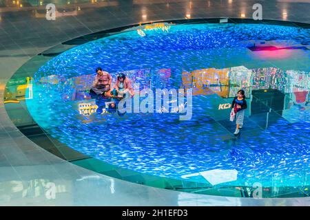 SINGAPORE - MAR 2, 2020: Interior of The Shoppes at Marina Bay Sands in Singapore Stock Photo