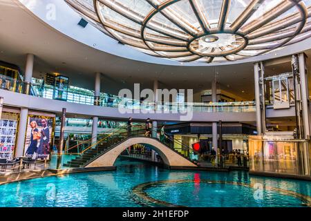 SINGAPORE - MAR 2, 2020: Interior of The Shoppes at Marina Bay Sands in Singapore Stock Photo