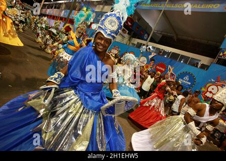 salvador, bahia / brazil - february 14, 2015: Members of the Afro Male DeBale block are seen in the Campo Grande neighborhood during Carnival celebrat Stock Photo