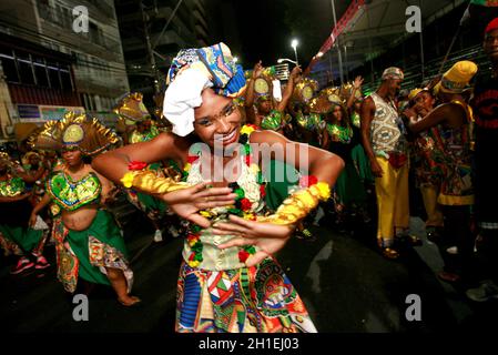 salvador, bahia / brazil - february 14, 2015: Members of the Afro Muzenza block are seen in Campo Grande during the Carnival celebrations in the city Stock Photo