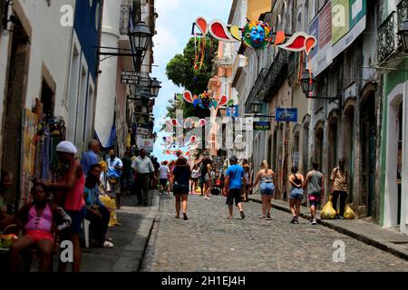 salvador, bahia / brazil - february 22, 2017: view of the Pelourinho decorated for the Carvnaval festivities in the city of Salvador. *** Local Captio Stock Photo