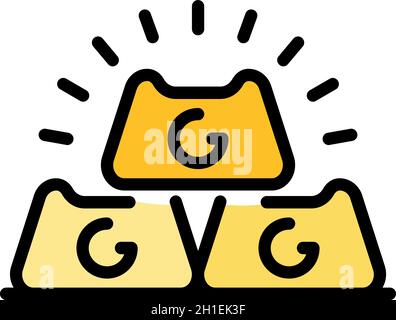 Gold bars icon. Outline gold bars vector icon color flat isolated Stock Vector