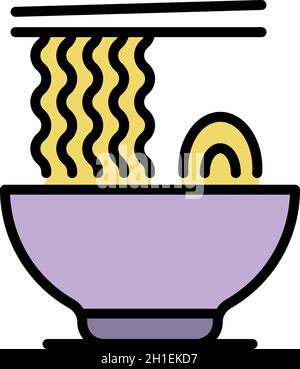 Samurai ramen icon. Outline samurai ramen vector icon color flat isolated Stock Vector