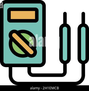 Multimeter icon. Outline multimeter vector icon color flat isolated Stock Vector