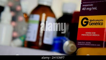 salvador, bahia / brazil - may 15, 2020: generic medicine packaging for sale in pharmacies in Brazil. *** Local Caption ***  . Stock Photo