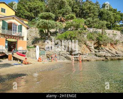 Portofino, Italy - September 16, 2019: The Sand Beach Known As Paraggi ...