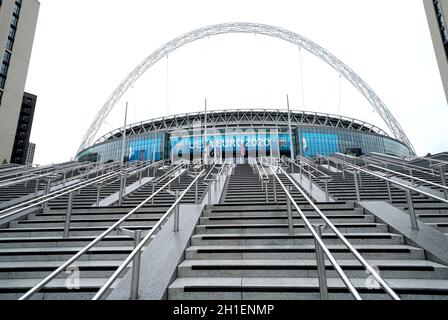 File photo dated 18-06-2021 of A general view of the stadium ahead of the UEFA Euro 2020 Group D match at Wembley Stadium, London. England have been ordered to play their next home UEFA competition match behind closed doors, with a further match suspended, in relation to the disorder at the Euro 2020 final at Wembley, UEFA has announced. Issue date: Monday October 18, 2021. Stock Photo