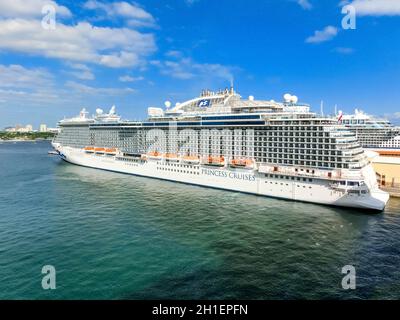 Fort Lauderdale - December 1, 2019: Regal Princess cruise ship docked at seaport Port Everglades at Fort Lauderdale, Florida Stock Photo