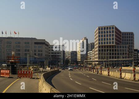 STUTTGART,GERMANY - MARCH 23,2019:Main station This the main street B27.On the left side is the old and expensive Graf Zeppelin hotel,on the right sid Stock Photo