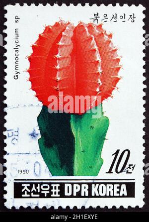 NORTH KOREA - CIRCA 1990: a stamp printed in North Korea shows Gymnocalycium sp., Cactus, circa 1990 Stock Photo