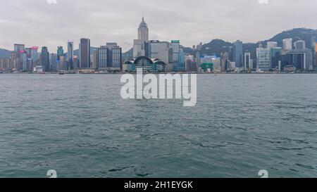 Hong Kong - April 23, 2017: Famous Cityscape Victoria Harbour in Hong Kong, China. Stock Photo