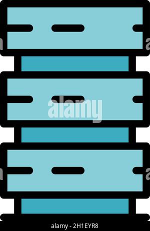 Server tower icon. Outline server tower vector icon color flat isolated Stock Vector