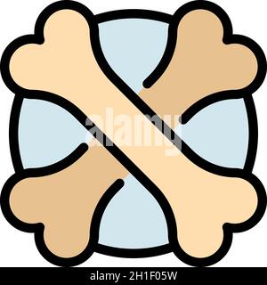 Crossed bones icon. Outline crossed bones vector icon color flat isolated Stock Vector