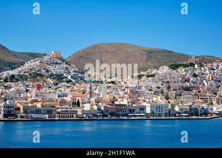 SYROS, GREECE - MAY 30, 2019: View of Syros town in Greece Stock Photo