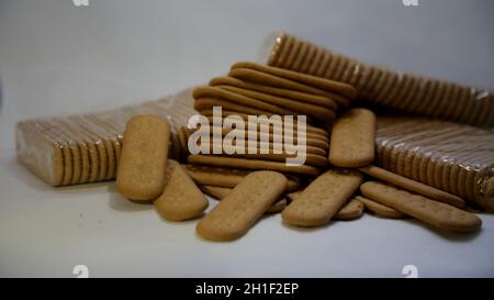 salvador, bahia brazil - may 26, 2020: cornstarch cookies are seen outside the package. Stock Photo